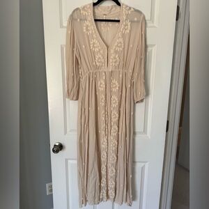 Free People Embroidered Fable MIDI Dress